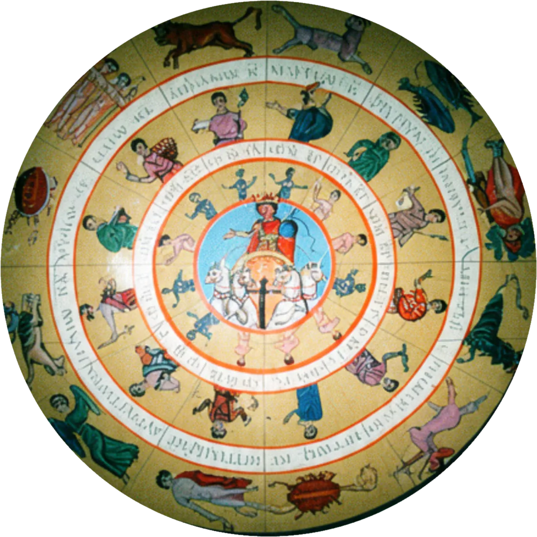 Byzantine zodiac wheel with Helios at the center